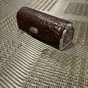 Brighton Brown Leather Croc Embossed Lipstick Case with Mirror